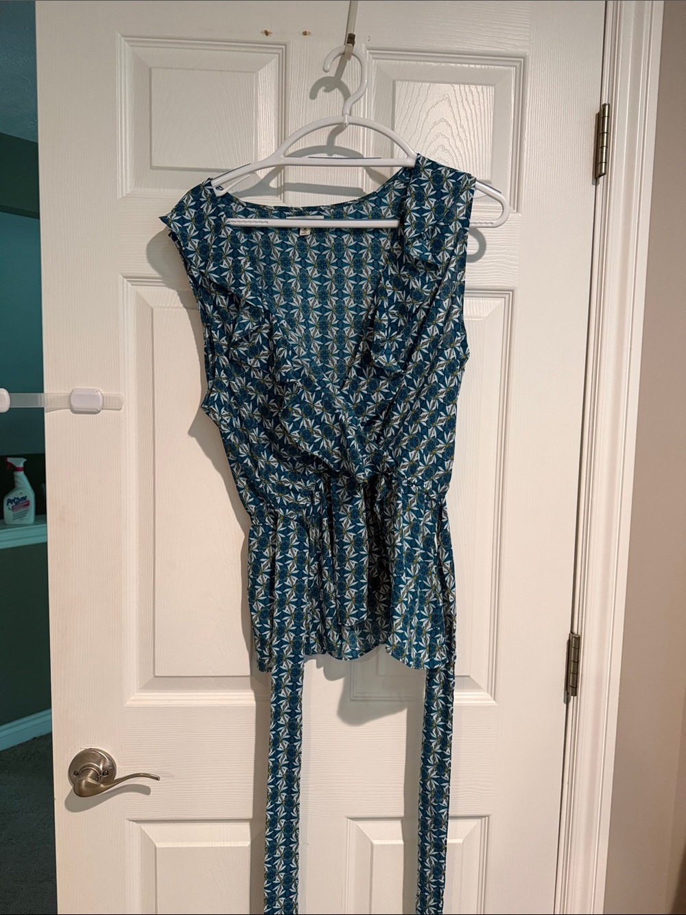 Max Studio Teal Floral Print Sleeveless Tie-Waist Camisole